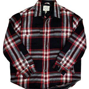 St John’s Bay Quilted Flannel Shirt Jacket Men’s L Plaid Lined Shacket Cotton